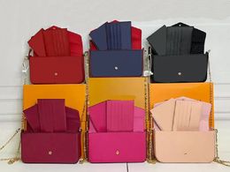 Bolsas de grife Pochette Felicie bolsas de luxo bolsa de ombro corrente bolsa mensageiro bolsa feminina e porta-cartões carteira com caixa