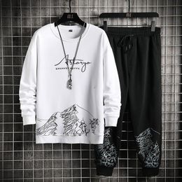 Men's Tracksuits 2022 Fashion Sports Wear Two Pieces Set Mens Hoodie+Pants Harajuku Printing Spring Autumn Casual Outfit Men Sweatsuit