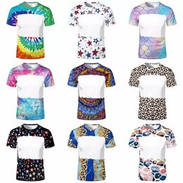 polyester shirts for sublimation UK - Stock 31 Patterns Sublimation Blank Leopard Bleached Shirts Heat Transfer Printed 95% Polyester T-Shirts for Adult and Children