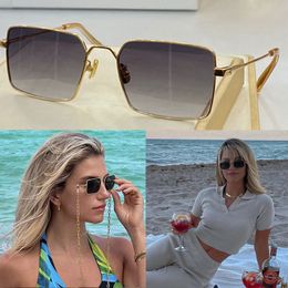 Beach rectangle designer Sunglasses for women men GOLD Metal narrow frame sunglasses temple lettering 40180U Protects UVA High Quality drive a car retro glasses