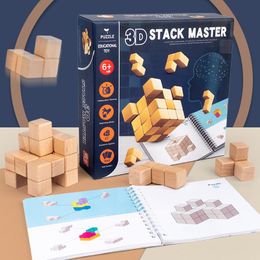 Cube Space Master Building Blocks Toys Colourful Wooden Stacker Puzzle Kids Logic Thinking Training Intellectual GamePaintings