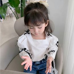 T-shirts Mihkalev Kids 2022 Autumn Clothes Baby Girl White Tshirt And Tops Children Long Sleeve Blouses CostumeT-shirts