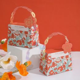 Creative Flower Handbag Shape Gift Box Paperboard Candy Chocolate Present Packaging Box Wedding Birthday Party Gift Bag MJ0463