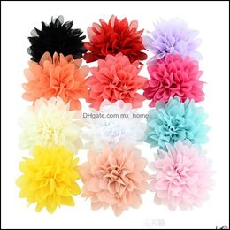 Baby Hair Clips 3.5 Inch Girl Chiffon Flowers Hairpins Accessories Boutique Ribbon Flower With Clip Children Fashion Barrettes Drop Delivery