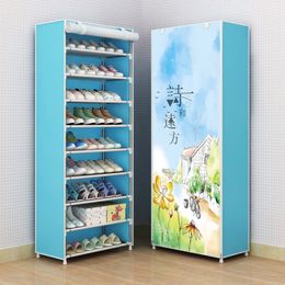 Multi Function Simple Dustproof Shoe Rack Non Woven Shoes Cabinet Storage Organzier with Zipper Doors WLL1529