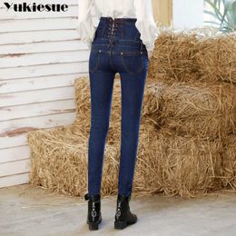 winter womans jeans with high waist skinny woman mom womens for women jean femme Plus size 5xl 6xl 210608