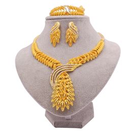 Women Jewellery Set Collar Necklace+Bangle+Earrings+Ring Ethnic 18k Classic Arabia Indian Dubai African Wedding Party Gift