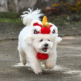 New Year Lion Hat Dog Apparel Pet Supplies Lion Costume Chinese Style Lion Dance Hat 1222226