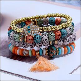 Bangle Bracelets Jewelry New Fashion Luxury Designer Cute Lovely Mti Layer Beads Bohemia Tassel Charm Bracelet For Woman Girls Drop Delivery