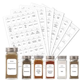 216 Spice Jar Labels Tools Black Text on White Waterproof Fits Round Bamboo Rectangular Spice Jars Herb Seasoning Kitchen Pantry Stickers