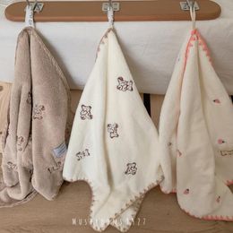 Towel *Mushrooms 9527 *Korean Cute Cartoon Bear Embroidery Soft Absorbent Square Household Coral Velvet Washcloth Female