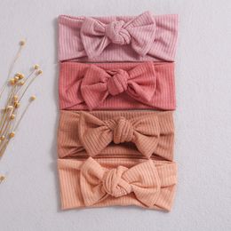 Baby Headband Elastic Knit Ribbed Bow Hair Accessories For Girls Kids Knit Turban Infant Headwrap Super Soft Hairband