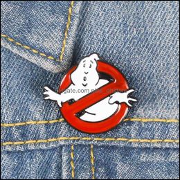 PinsBrooches Jewellery Ghostbusters Enamel Pin White Ghost Denim Brooch Red Prohibition Sign Lapel Badge Interesting Humour Funny Jewel Dhtbn