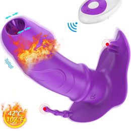 3 IN 1 Licking Sucking Vibrator sexy Toys for Women Heating Wearable Oral Tongue Remote Control Anal Vagina Clitoris Stimulator