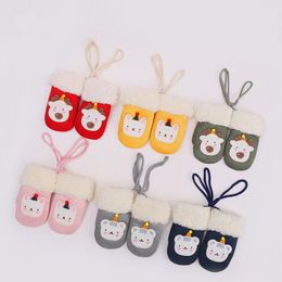 Hair Accessories Wecute 15 10cm Child Mittens Winter Baby's Warm Full-finger Plus Velvet Gloves For 3-6years Kids Cartoon Christmas Hang