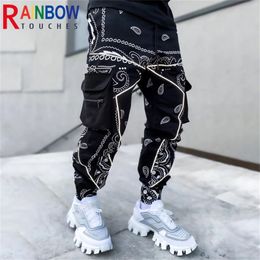 mens bandana pants UK - Rainbowtouches Cargo Pants Sweatpants Mens Zip Pocket Men Bandana Pattern Fabric Running Men s Trousers 220524