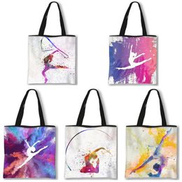 Evening Bags Elegant Gymnastics Art Printing Shopping Bag Women Handbags Ballet Dancer Tote Travel Ladies Leisure Shoulder