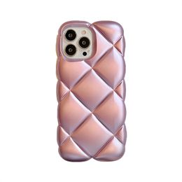 Luxury 3D Lingge Pattern Phone Cases For iPhone 13 11 12 Pro Max Xs XR Fashion Back Cover Shockprooft Anti Fall