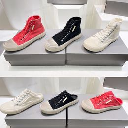 black and white canvas shoes NZ - 2022 new vintage distressed canvas shoes paris high-top sneakers wash old effect Vulcanized sole half slippers black and white red classic couple rubber sneakers