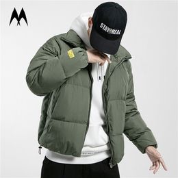 Winter Men Parkas Coats Streetwear Quality Men's Stand Collar Warm Thick Jacket Male Fashion Solid Color Parka Coat 201127