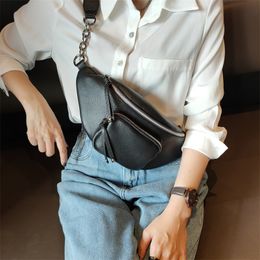 BRIGGS Soft Genuine Leather Women Chest Bag High Quality Female Shoulder Bags Fashion Small Purse Black Blue White 220812