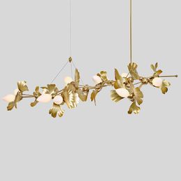 Pendant Lamps Designer Dining Room Chandelier All Copper Laurel Petals Leaves High-grade Decoration Desk Lamp Artistic Personality