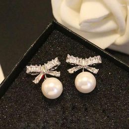 Stud Delicate Pearl Bow Earrings For Women Girls 2022 Small 925 Stamp Jewellery Bijoux Cute GiftsStud Dale22 Farl22