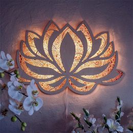 Decorative Objects & Figurines Lotus Flower Mandala Yoga Room Art Decoration Ornaments Night Light Wall Hanging Living Home DecorDecorative