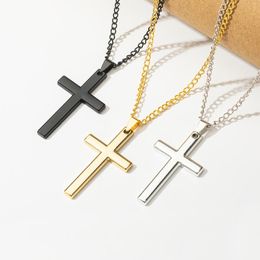 gold chain with cross for women NZ - Chains Classic Fashion Cross Long Necklaces Pendants For Women Charm Statement Stainless Steel Prayer Gold Chain Necklace Neutral Jewel