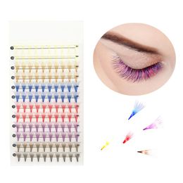 False Eyelashes Colour D Curl 10D 0.05 Thickness Mix Coloured Lashes Russian Premade Volume Fans Make-up For Beautiful WomenFalse