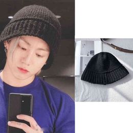 Beanie/Skull Caps Ball Caps Solid JK Jungwon Same Style Knitted Hat Acrylic Buck T220823