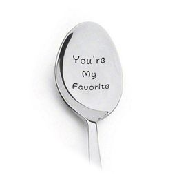 Valentines Day Gift Anniversary for Boyfriend Stainless Steel Spoon Good Morning Handsome Present Wedding s 220509