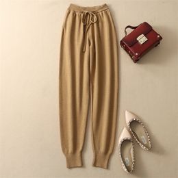 Women Pants New Fashion Elastic Waist Long Trousers Cashmere Blended Female Winter Warm Knitted Leggings 4Colors Girls Pant 201012