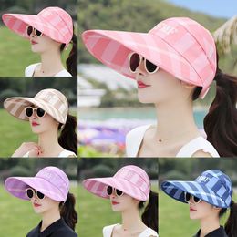 Wide Brim Hats Pc Women Fashion Visors Sunscreen Anti-UV Protective Cap Summer Leisure Travel Sun Beach HatWide