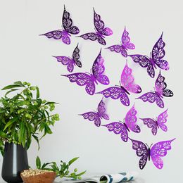 Party Decoration 12Pcs Hollow Butterfly Wall Sticker DIY Home Wedding Decors Kids Room Simulation Layout Cardboard Office Mall
