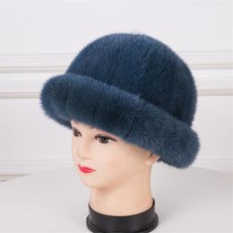 Berets Women Winter Fur Hats Of Natural Real Mink Fedoras Thick Warm Fashion Elegant Party Girls Caps 7 Colours R10Berets BeretsBerets