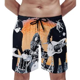 Men's Shorts Perform Band Youth Music Art Board Cool Guitar Drum Fervour Funny Beach Short Pants Elastic Waist Comfortable Print TrunksMen's