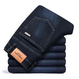 Classic Brand Men'S Anti-Theft Zipper Jeans Autumn Winter New Business Casual Loose Thick Denim Trousers Male Stretch Warm Pants G0104