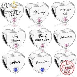 925 Silver Fit Pandora Charm 925 Bracelet Dad Mom Son Daughter Love Bead Making Mummy Grandma Berloque charms set Pendant DIY Fine Beads Jewellery