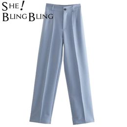 SheBlingBling Women Pant Traf Casual High Waist Chic Office Ladies Female Elegant Black Straight Suit Pants Trousers 220325