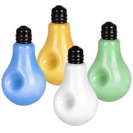 Cool Colorful Light Bulb Shape Pipes Pyrex Thick Glass Handmade Dry Herb Tobacco Bong Handpipe Oil Rigs Innovative Luxury Decoration Smoking Holder DHL Free