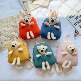 Korean Version of Children s Plush Bear Bag Backpack Cute Cartoon Small Boys and Girls Toddler School 220630