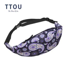 Evening Bag Ttou New 3d Colourful Waist Pack for Men Fanny Casual Printed Style Bum Women Money Belt Travelling Mobile Phone 0623