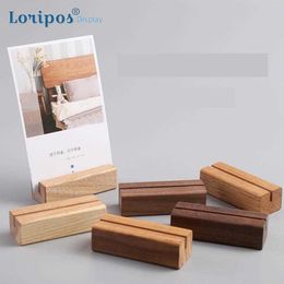 Wood Card Holder Wedding Postcard Organizer Wooden Creative Desk Sign Price Tag Display Memo Note Clip Picture Photo Clip Stand