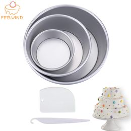 4 6 8 Inch Round Cake Pan Set With Removable Bottom Aluminum Alloy Chiffon Mold Mould 3 Tier s Tins C019 220601
