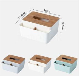 Desktop Tissue Box Multi-Function Living Room Bamboo Lid Paper Holder Box Cover Remote Control Hotel Storage Boxes de504