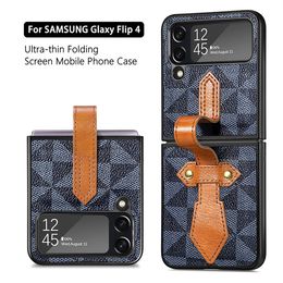 factory direct selling phone cases For Samsung Galaxy z flip3 flip4 case Classic fashion leather pattern pu PC CASE opp packages