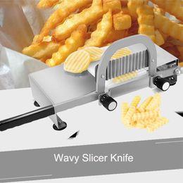 Stainless Steel French Fry Cutter Machine Commercial Vegetable Fruit Wavy Slicer Knife Potato Radish Cucumber Slicer