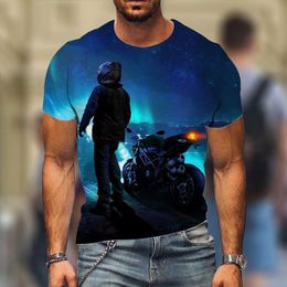 Men's T-Shirts Motocross Road Street Bike Print Men's T-shirt Oversized O-neck Streetwear Top Sports Breathable Man Short Sleeve Everyda