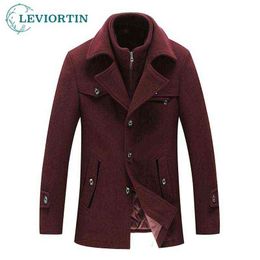 Men's Wool & Blends Winter Mens 30% Coats Autumn Solid Color Cold Resistant Woolen Overcoat Doublar Casual Trench For Male T220810